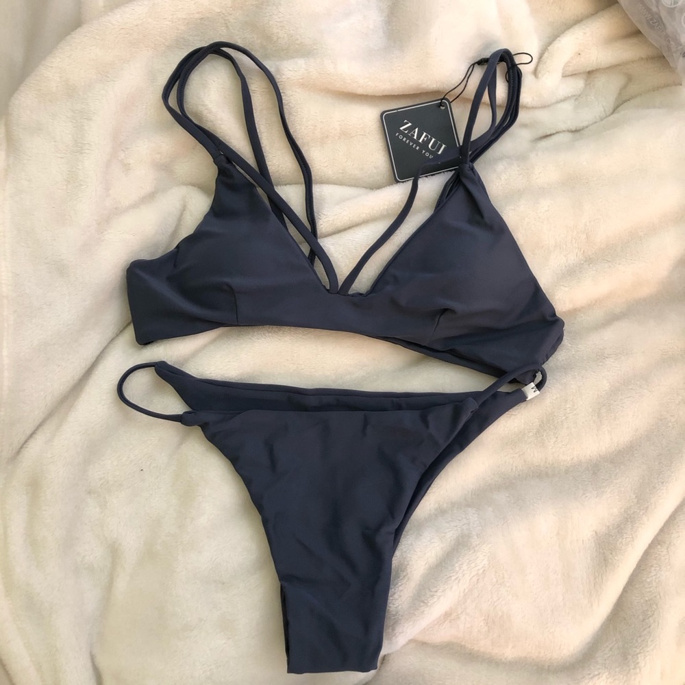 Zaful Strappy Gray Bikini Sz M